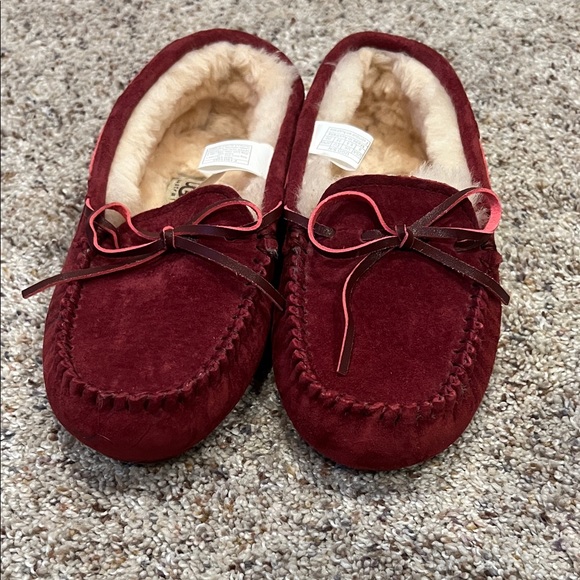Red UGG Moccasin Slippers - Picture 1 of 4